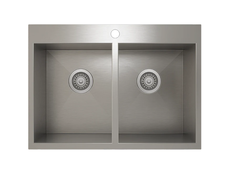 Prochef 50/50 Double Bowl Topmount Kitchen Sink ProInox H0 Stainless Steel - 28" X 16" X 9"