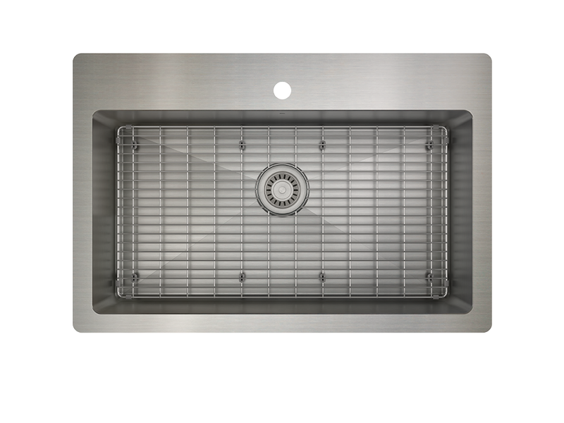 Prochef Single Bowl dualmount Kitchen Sink with bottom grid ProInox H75 Stainless Steel 30" X 16" X 9"