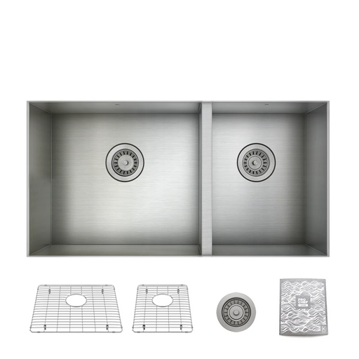Prochef 60/40 Double Bowl undermount Kitchen Sink with bottom grid ProInox H0 Stainless Steel 30" X 16" X 9"