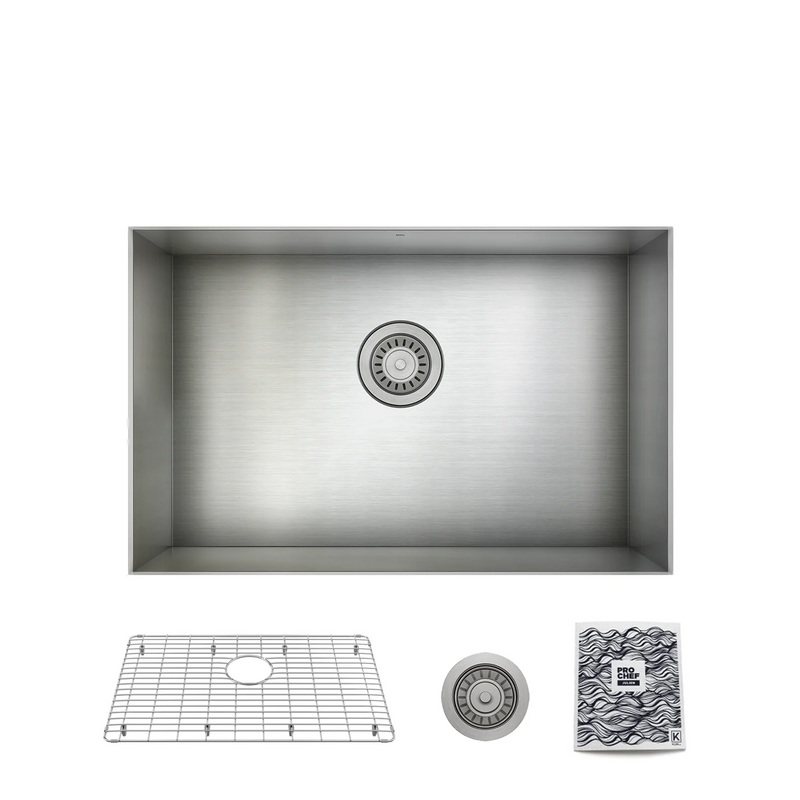 Prochef Single Bowl undermount Kitchen Sink with bottom grid ProInox H0 Stainless Steel 25" X 16" X 9"
