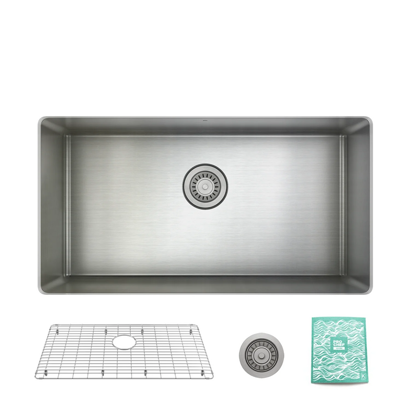 Prochef Single Bowl undermount Kitchen Sink with bottom grid ProInox H75 Stainless Steel 30" X 16" X 9"