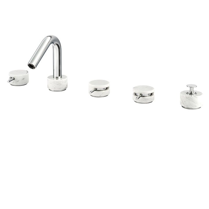 AQUABRASS CLO6 MARMO 5PC DECKMOUNT TUB FILLER WITH HANDSHOWER - WHITE