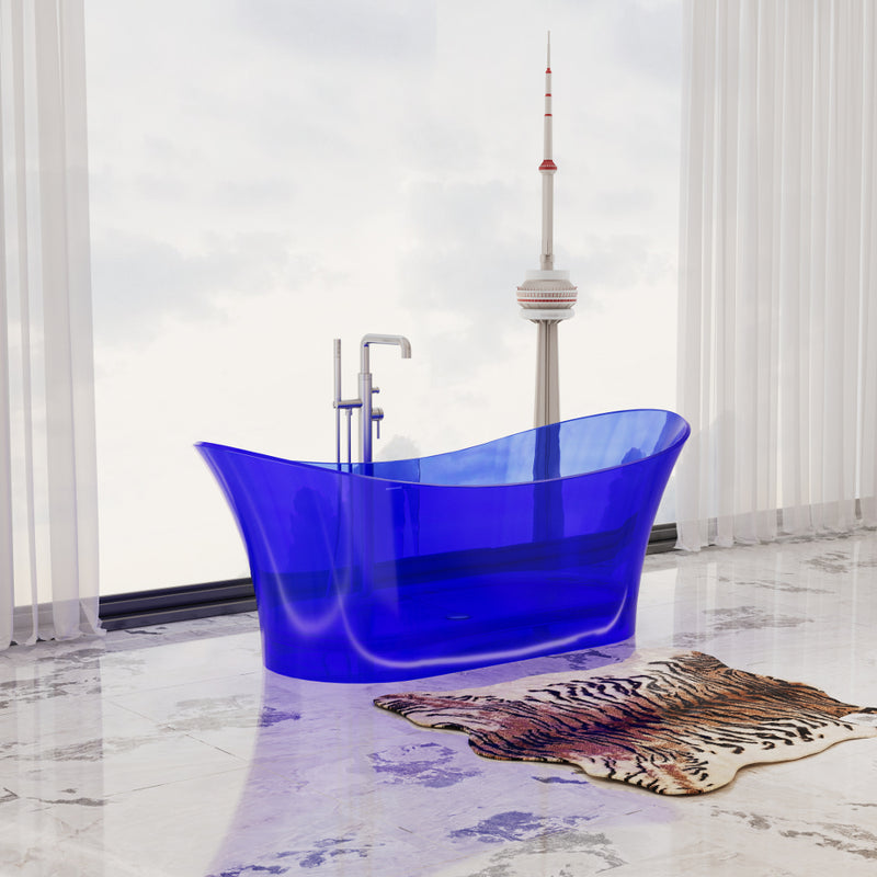 Virta Blue Freestanding Glass 68" Bathtub