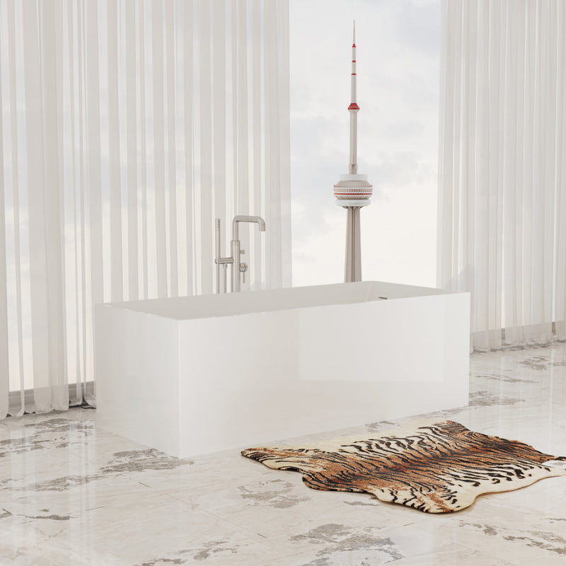 Virta Cantata Freestanding Stone 67" Bathtub