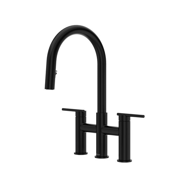 Riobel Lateral LT400 Bridge Pull-Down Kitchen Faucet With C-Spout