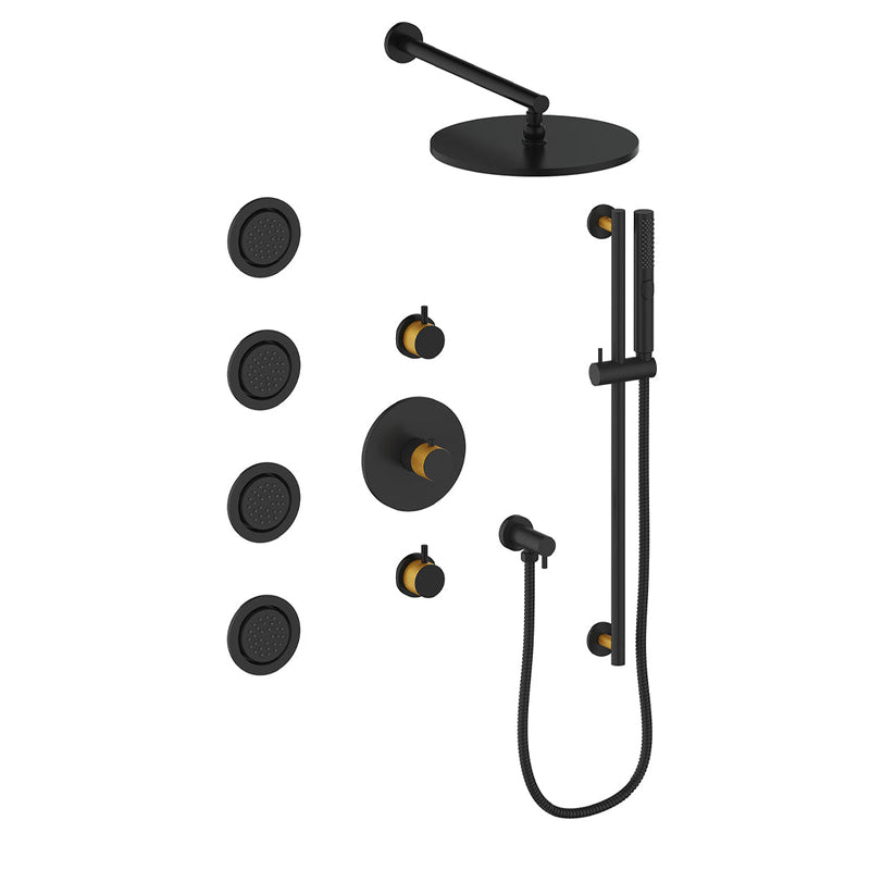 Vogt SET.DA.142.934 Drava 3 / 4" TH Shower Set with In-Wall Body Jets - 4" Ceiling Arm