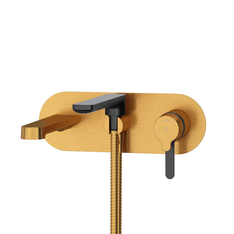 Riobel Nibi TNB21 Wall-Mount Type T/P Thermo/Pressure Balance Coaxial Tub Filler Trim With Handshower (Without Rough-in)