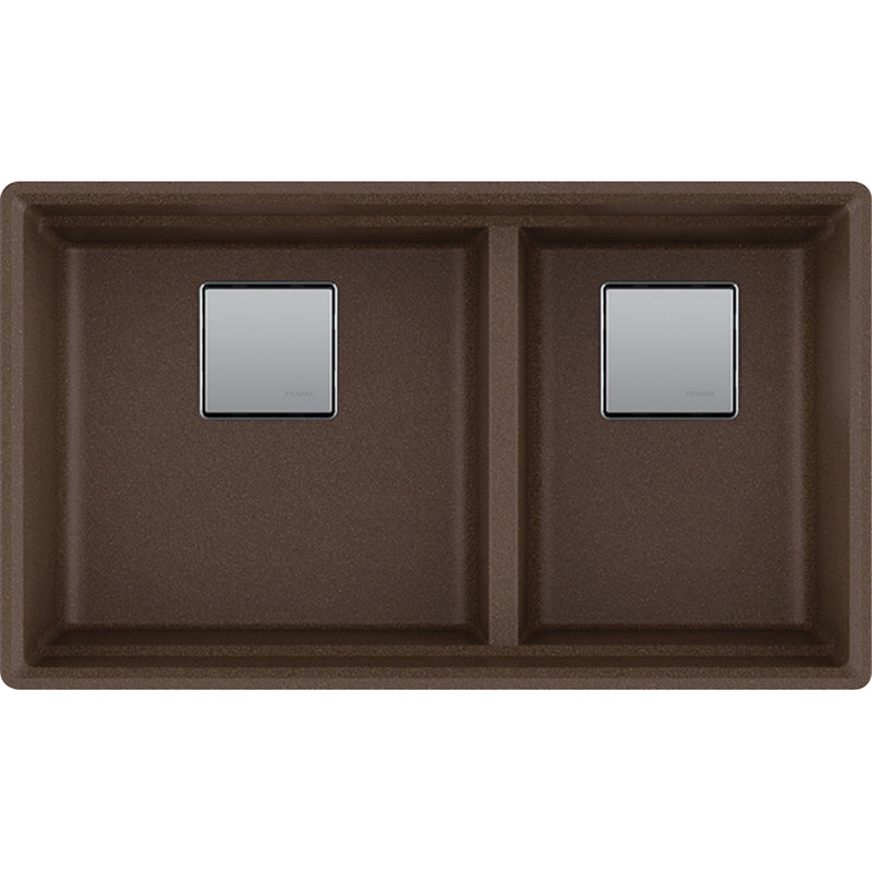 Franke PKG160LD-S Peak Undermount Granite Double Sink 36CAB - Low Divide with Strainer Basket
