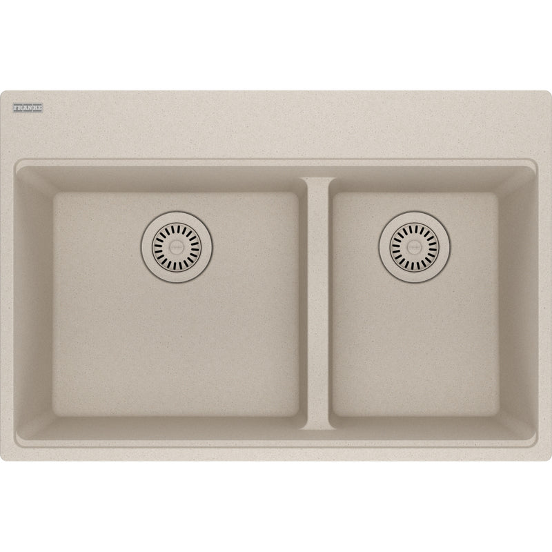 Franke MAG6601611LD-S Maris Topmount Granite Double 33Cab Low Divide with Strainer Basket