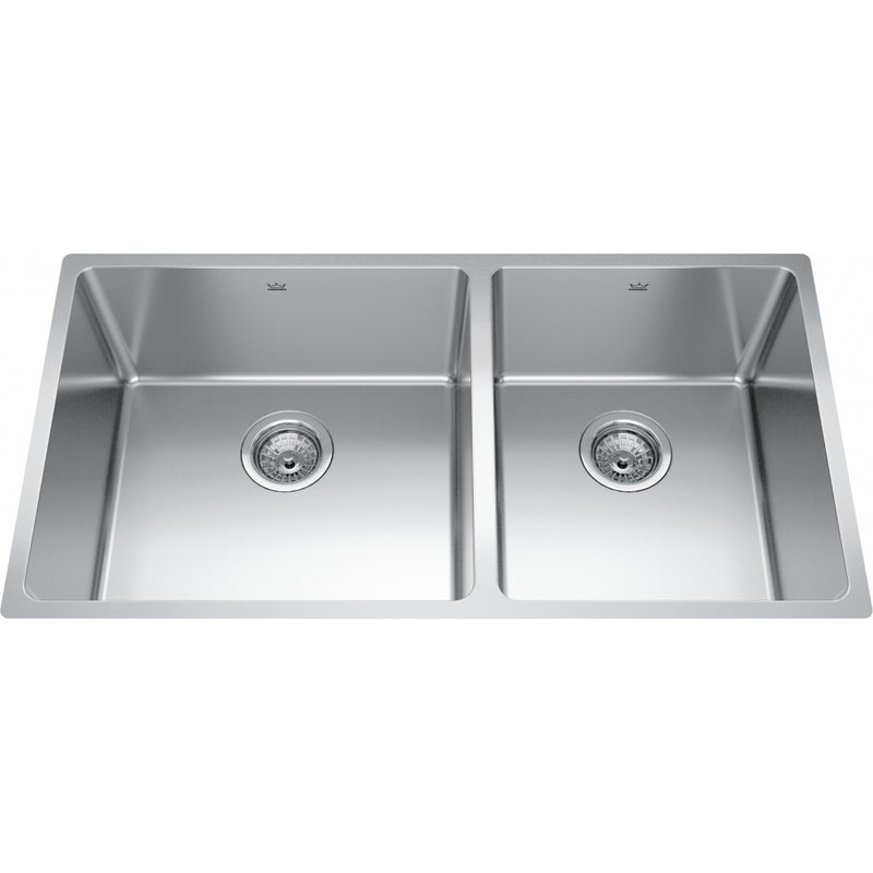 Kindred BCU1835R-9 Brookmore Undermount 18G Stainless Steel Double Sink 39Cab