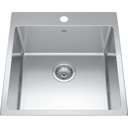 Kindred BSL2120-9-1 Brookmore Topmount 18G Stainless Steel Single Sink 1 Hole 24Cab