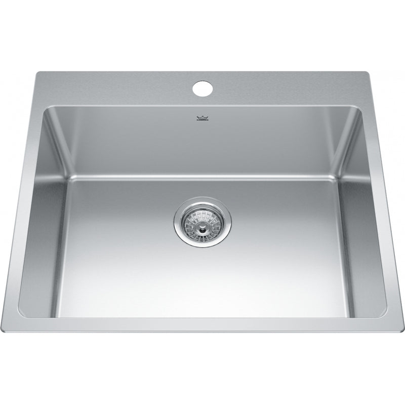Kindred BSL2125-9-1 Brookmore Topmount 18G Stainless Steel Single Sink 1 Hole 27Cab