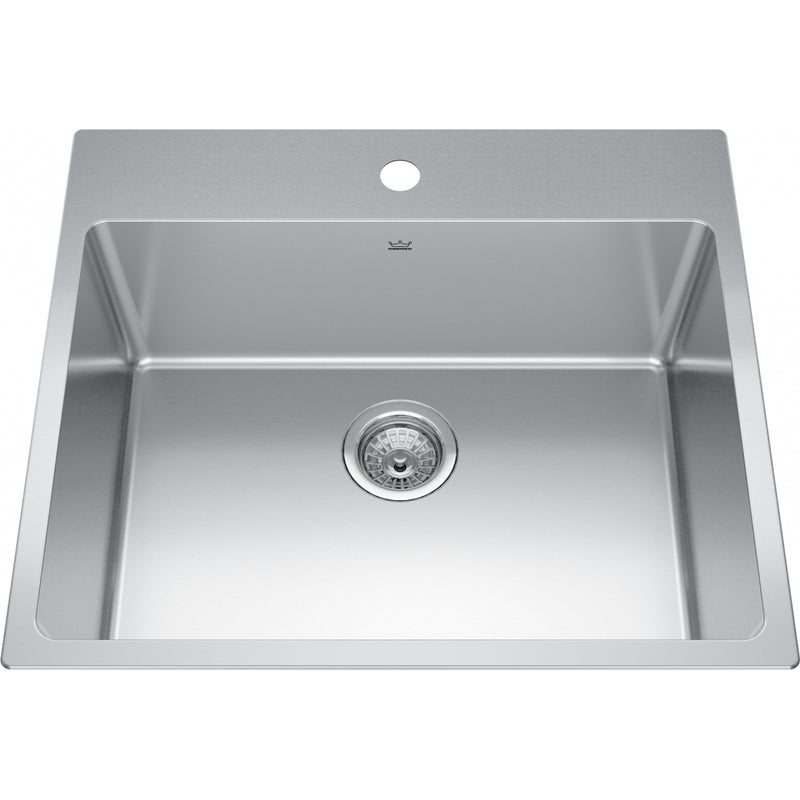 Kindred BSL2225-ADA-1 Brookmore Dm 18G Stainless Steel Single Sink 1 Hole - ADA Sink