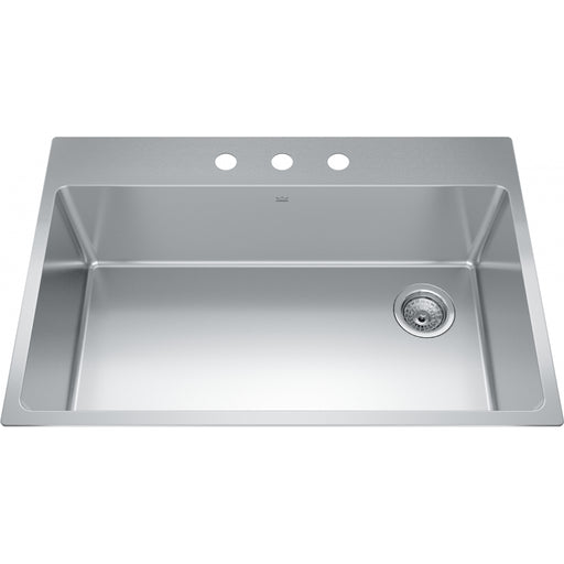 Kindred BSL2233-9-3OW Brookmore Topmount 18G Stainless Steel Single Sink 3 Hole 36Cab Offset Waste