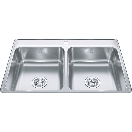 Kindred CDLA3322-7-1 Creemore Topmount 22G Stainless Steel Double Sink 1 Hole 36Cab