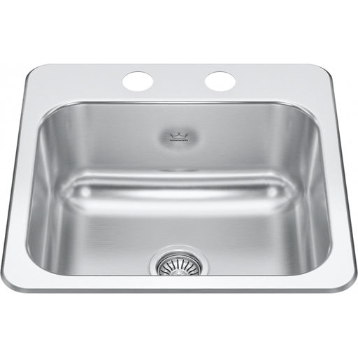 Kindred CSLA1515-6-2CBN Creemore Topmount 22G Stainless Steel Single Sink 2 Hole 36Cab