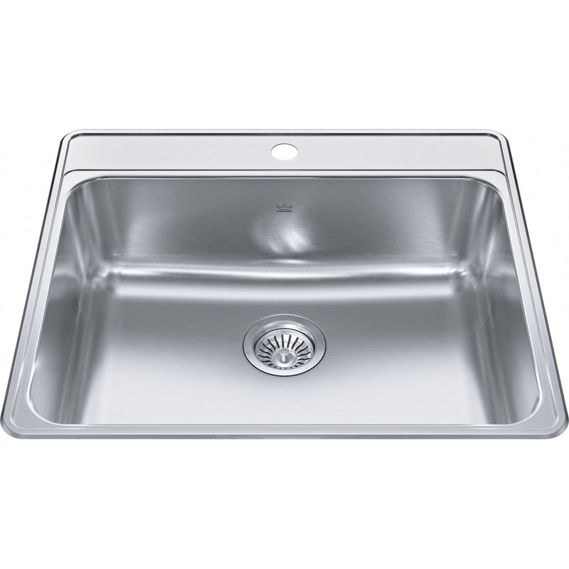 Kindred CSLA2522-8-1CB Creemore Topmount 20G Stainless Steel Single Sink 1 Hole 27Cab