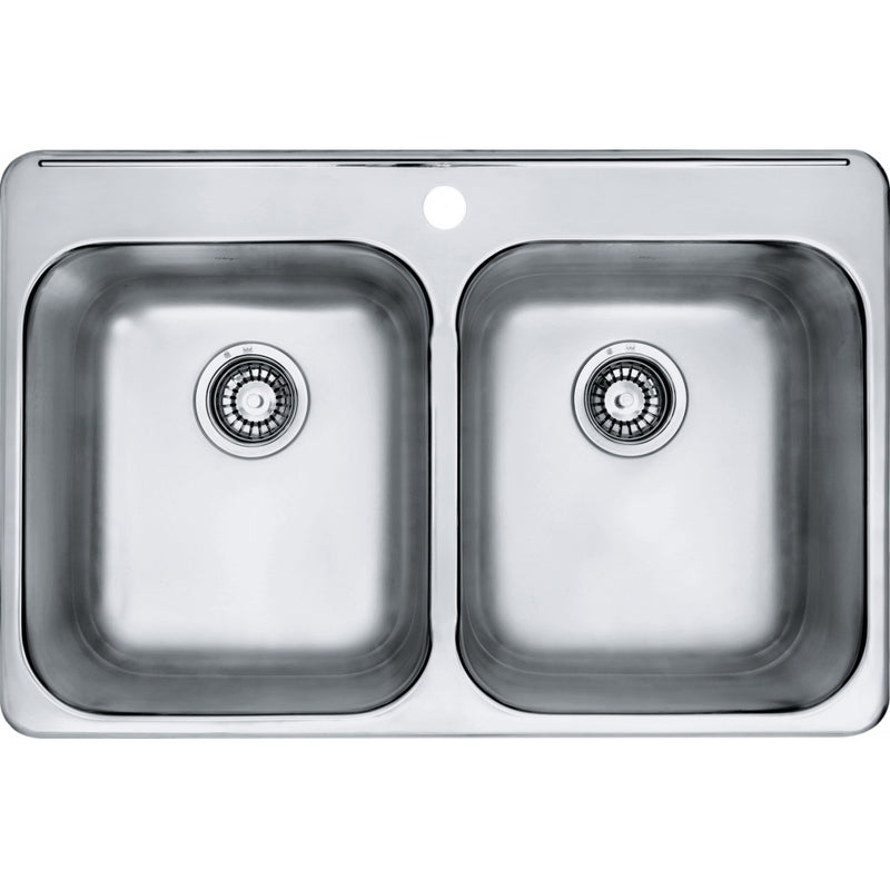Kindred RDL2031-1 Reginox Topmount 20G Stainless Steel Double Sink 1 Hole