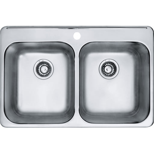 Kindred RDL2031-1 Reginox Topmount 20G Stainless Steel Double Sink 1 Hole