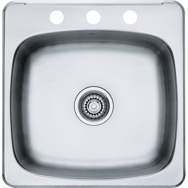 Kindred RSL5251-3 Reginox Topmount 20G Stainless Steel Single Sink 3 Hole