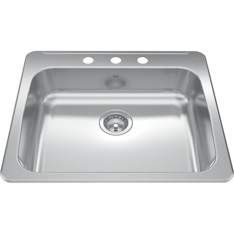 Kindred RSLA2522-55-3 Reginox Topmount 18G Stainless Steel Single Sink 3 Hole - ADA Sink