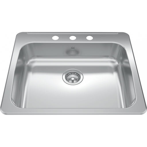 Kindred RSLA2522-55-3 Reginox Topmount 18G Stainless Steel Single Sink 3 Hole - ADA Sink