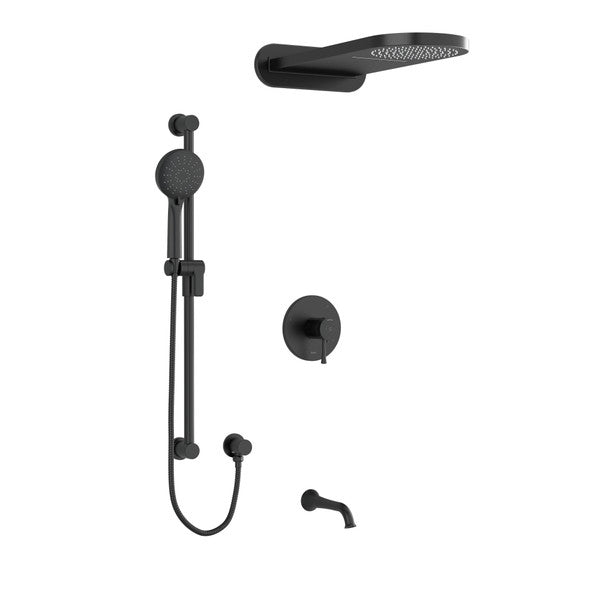Riobel Edge 3-Way Shower System with Hand Shower Rail and Rain and Cascade Shower Head KIT2745EDTM