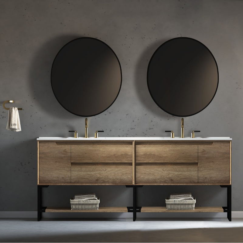 Virta Ashley 81 Inch Floor Mount Double Sink Vanity with Metal Legs