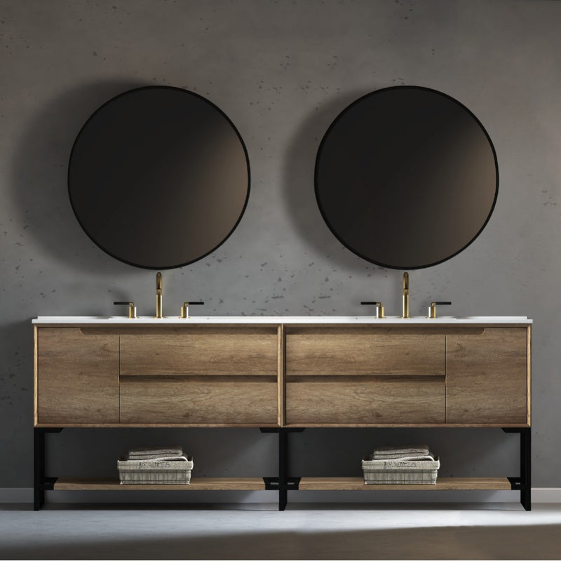 Virta Ashley 89 Inch Floor Mount Double Sink Vanity with Metal Legs