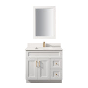 TC 36" Shaker Single Sink Vanity with Right Side Drawers and Bevelled Panels