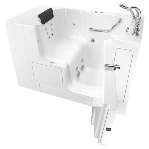 American Standard Gelcoat Premium Series 32 x 52-Inch Walk-in Tub With Whirlpool System - Right-Hand Drain With Faucet