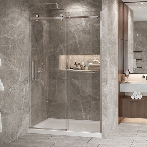 Zitta Bellini 2.0 Bellini 54 Brushed Nickel clear alcove shower door