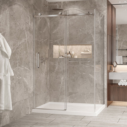 Zitta Bellini 2.0 Bellini 54 Brushed Nickel clear alcove wall closing shower door