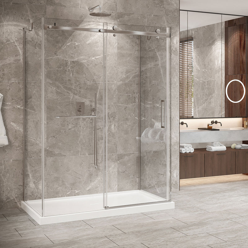 Zitta Bellini 2.0 Bellini 60 Brushed Nickel clear alcove wall closing shower door