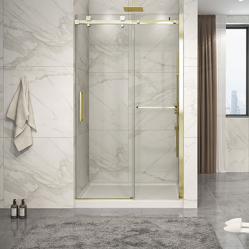 Zitta Piazza 2.0 Piazza 48 brushed gold clear alcove shower door