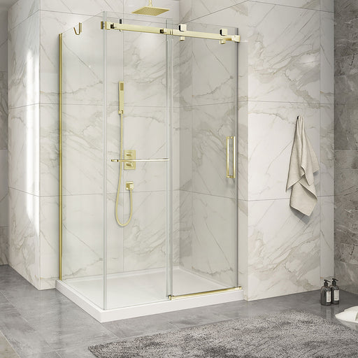 Zitta Piazza 2.0 Piazza 48 brushed gold clear alcove wall closing shower door
