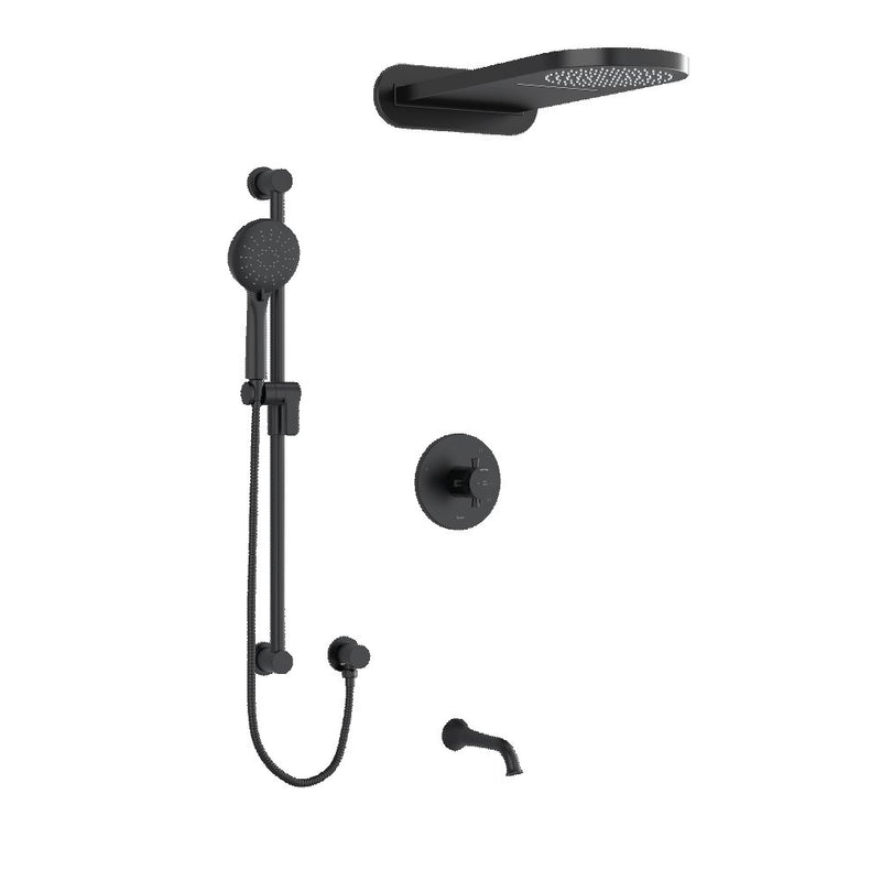 Riobel Edge 3-Way Shower System with Hand Shower Rail and Rain and Cascade Shower Head KIT2745EDTM