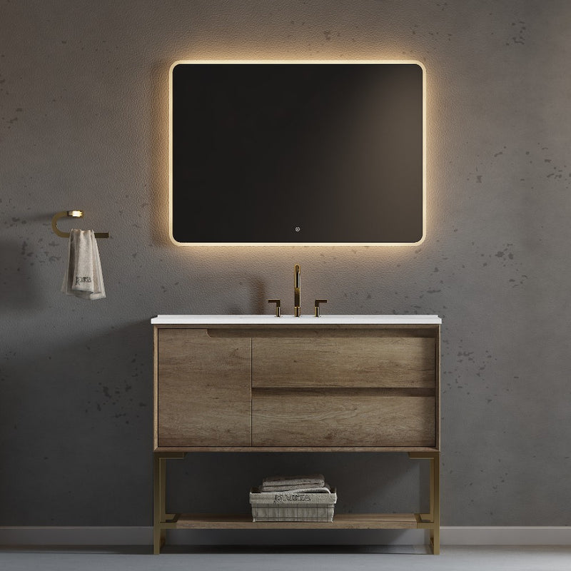 Virta Ashley 48 Inch Floor Mount Single Sink Vanity with Metal Legs
