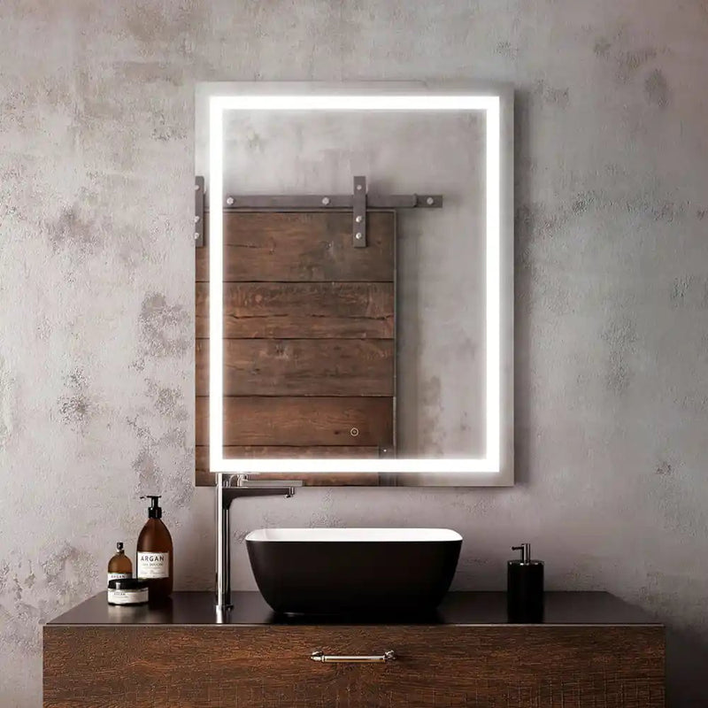 Kalia Effect Rectangle Led Lighting Mirror 30 X 38 With Frosted Strip Inside And 2-Tones Touch Switch