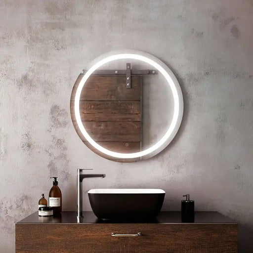 Kalia Effect Round Led Lighting Mirror 30 X 30 With Interior Frosted Strip And 2-Tones Touch Switch