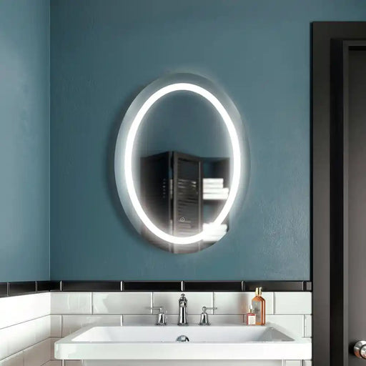 Kalia Effect Oval Led Lighting Mirror 24 X 32 With Interior Frosted Strip And 2-Tones Touch Switch