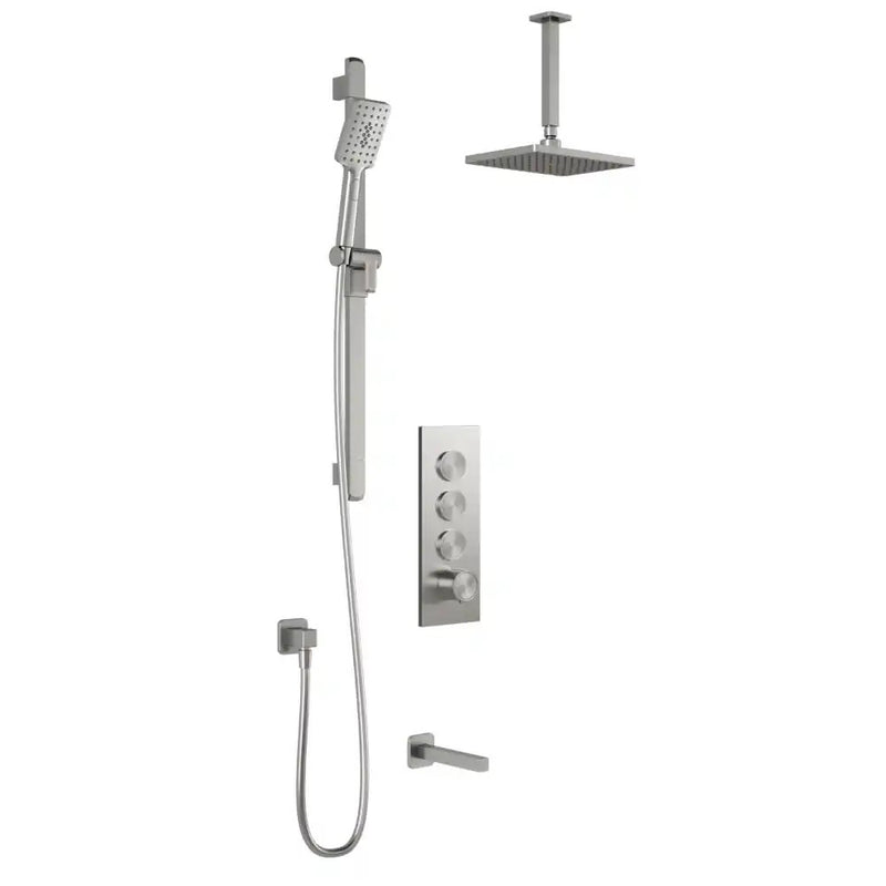 Kalia Squareone TB3 Aquatonik T/P Push-Button Shower System With Vertical Ceiling Arm