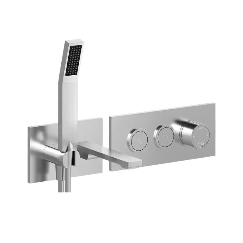 Kalia Kareo Thermostatic Wallmount Tub Filler With 2-Way Aquatonik Type T/P 1/2" Push-Button Valve