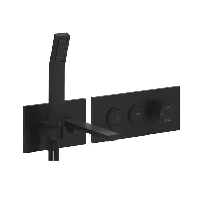 Kalia Kareo Thermostatic Wallmount Tub Filler With 2-Way Aquatonik Type T/P 1/2" Push-Button Valve