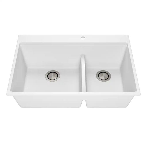 Kalia Bacia 33 Granistone Double Bowl 70/30 Kitchen Sink 33" With Drain And Silicone Mat For Drop-In Installation