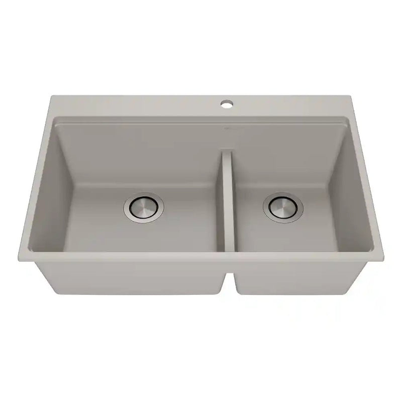 Kalia Bacia 33 Granistone Double Bowl 70/30 Kitchen Sink 33" With Drain And Silicone Mat For Drop-In Installation