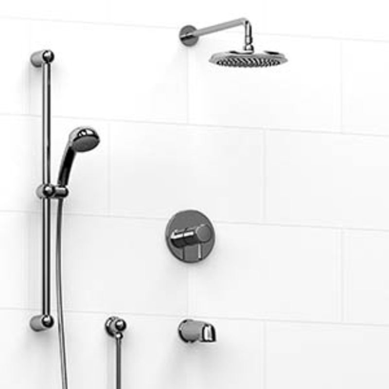 Riobel KIT1345MA Type TP thermostaticpressure balance 0.5 coaxial 3-way system with hand shower rail shower head and spout - Cross Handle