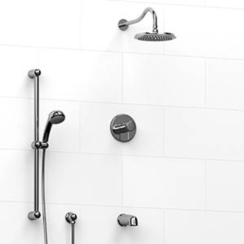 Riobel KIT1345RO Type TP thermostaticpressure balance 0.5 coaxial 3-way system with hand shower rail shower head and spout - Cross Handle