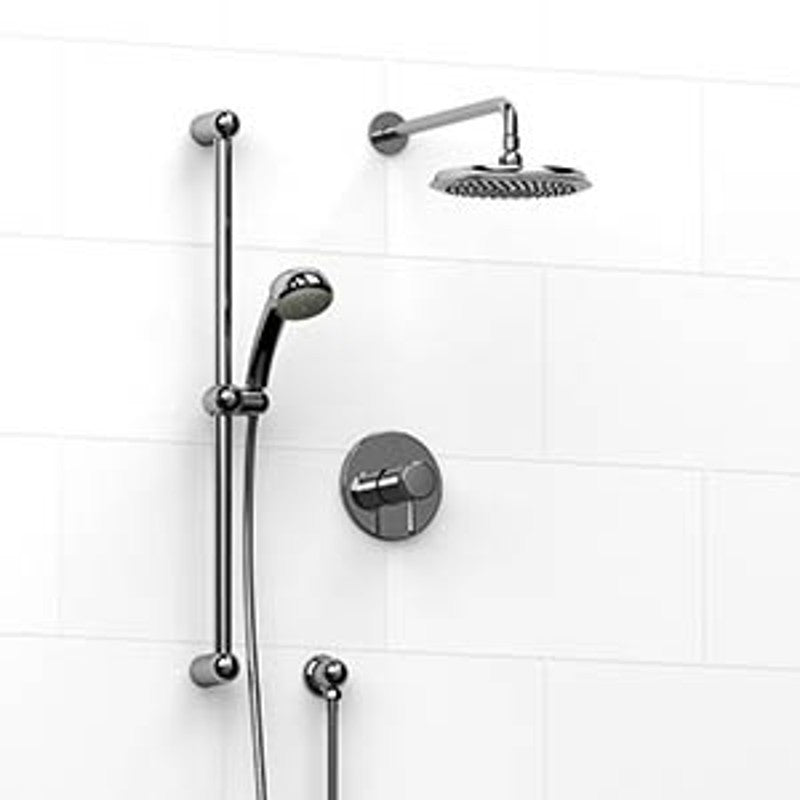 Riobel KIT323FI Type TP thermostaticpressure balance 0.5 coaxial 2-way system with hand shower and shower head - Cross Handle