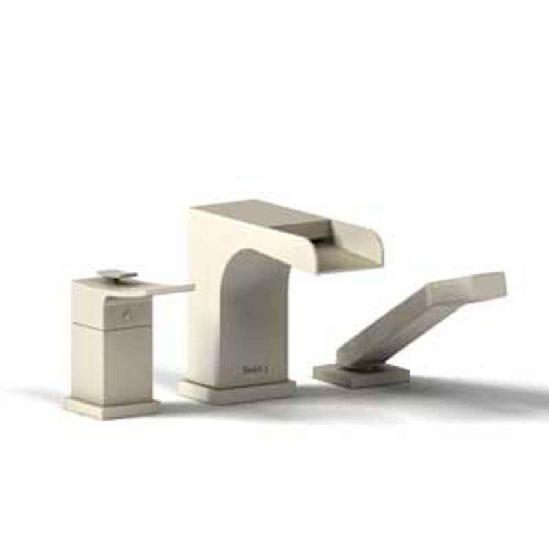 Riobel Zendo ZOOP17 3-piece Type TP thermopressure balance coaxial deck-mount open spout tub filler w hand shower